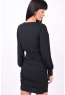 Dress Vila Vipartina V-Neck Gathering Black